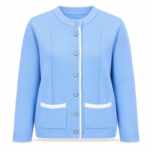 Journey Womens Blue Collared Acrylic Cardigan Jumper Size S