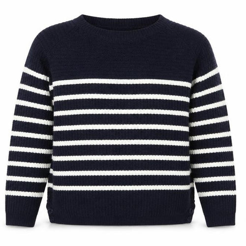 JCL Womens Blue Crew Neck Striped Acrylic Pullover Jumper Size M