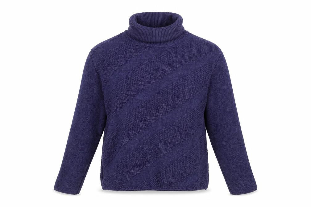 Front view of Zagara women’s blue roll neck acrylic jumper, size M