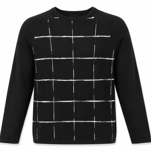 Burton Mens Black Round Neck Geometric Acrylic Pullover Jumper Size M