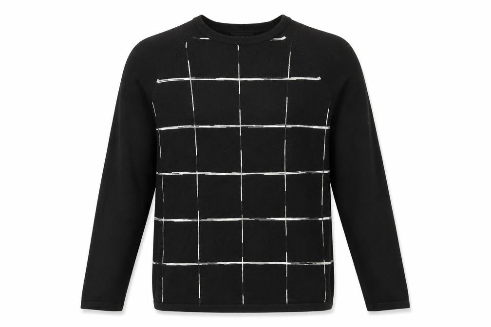 Burton Mens Black Round Neck Geometric Acrylic Pullover Jumper Size M