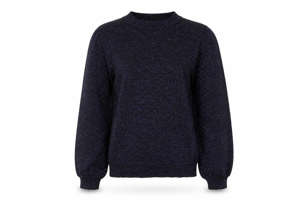 Front view of M&Co women’s purple round neck viscose jumper, size UK 10
