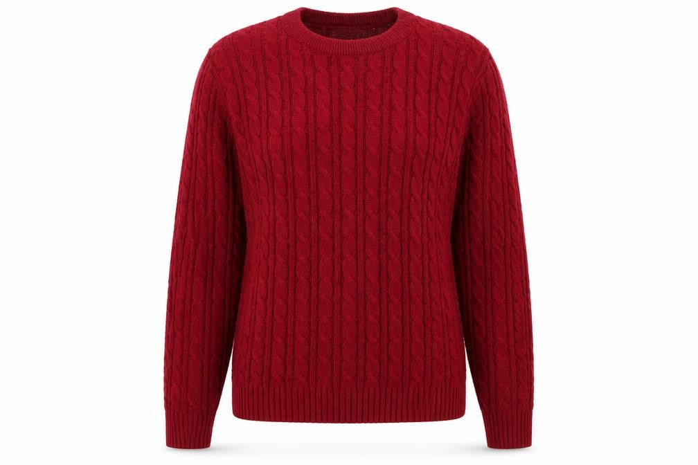 Front view of Autonomy women’s purple round neck acrylic jumper, size UK 8