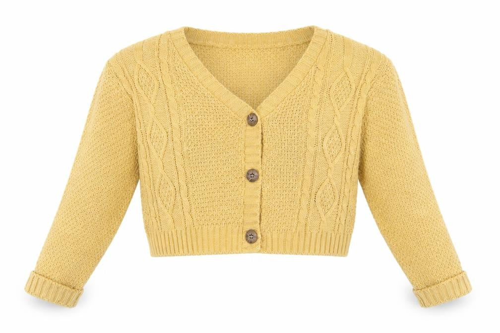 Rebellious Womens Yellow V-Neck Acrylic Cardigan Jumper Size S