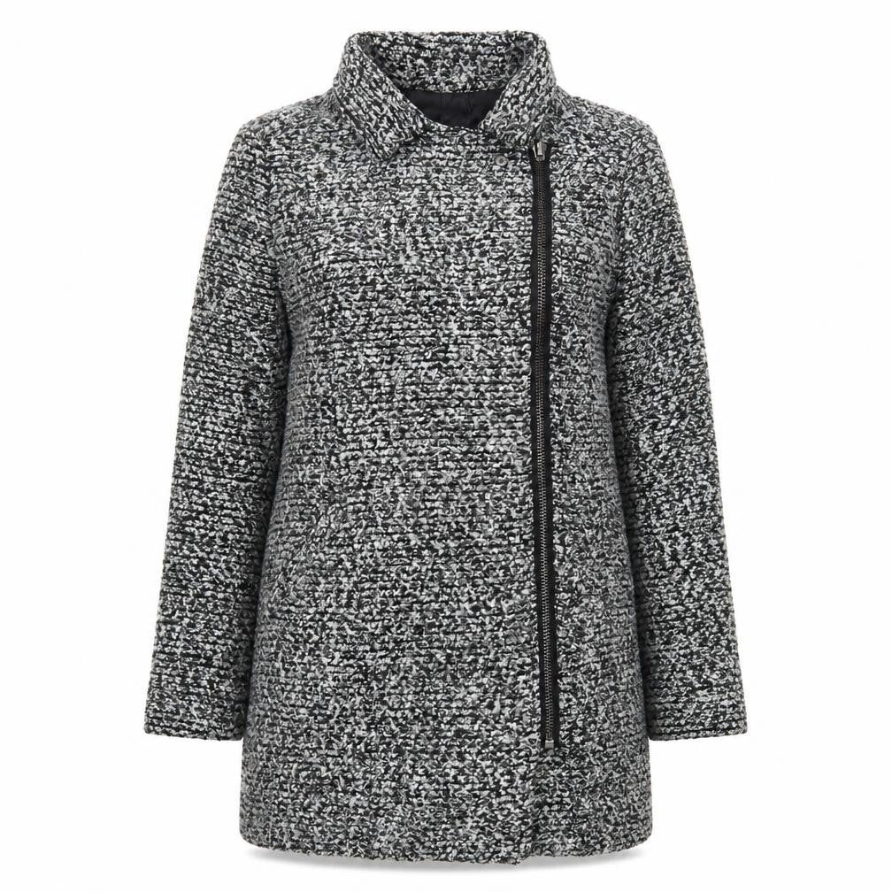 Front view of JustFab women’s grey jacket coat, size L