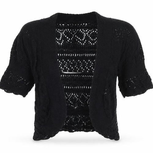 Bina Womens Black V-Neck Acrylic Shrug Jumper Size S