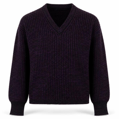 Worth Handframed Knitwear Mens Purple V-Neck Acrylic Pullover Jumper Size L