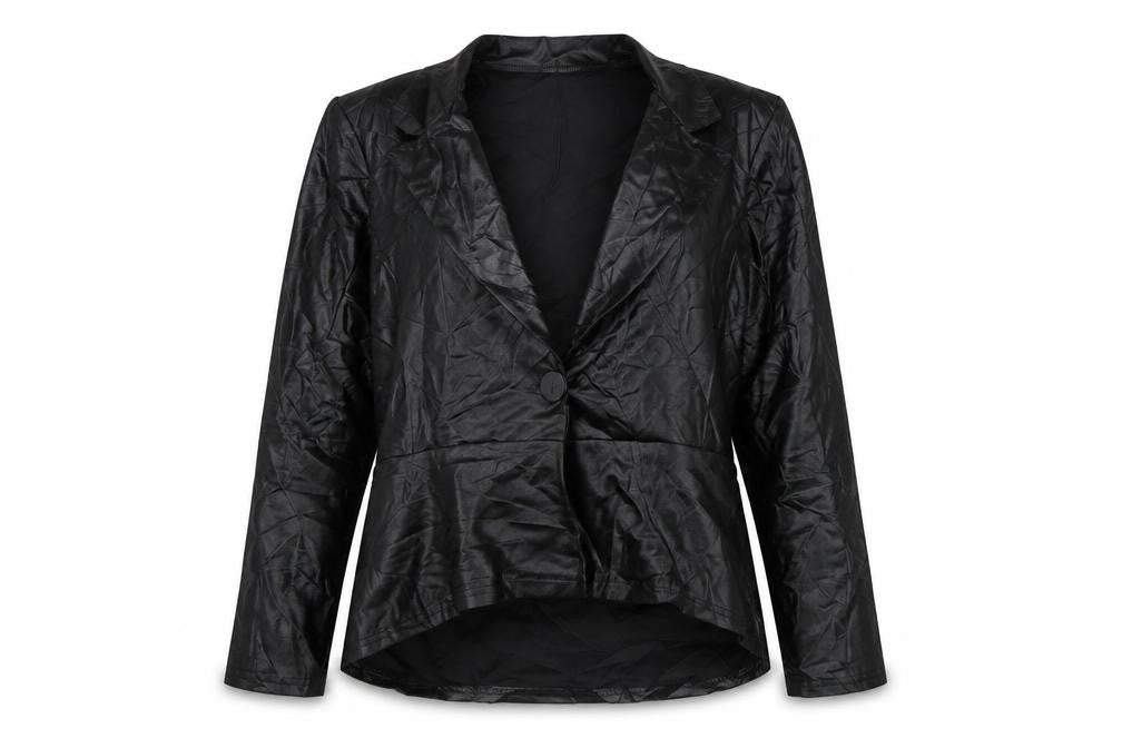 Front view of Preworn women’s black jacket blazer, size L