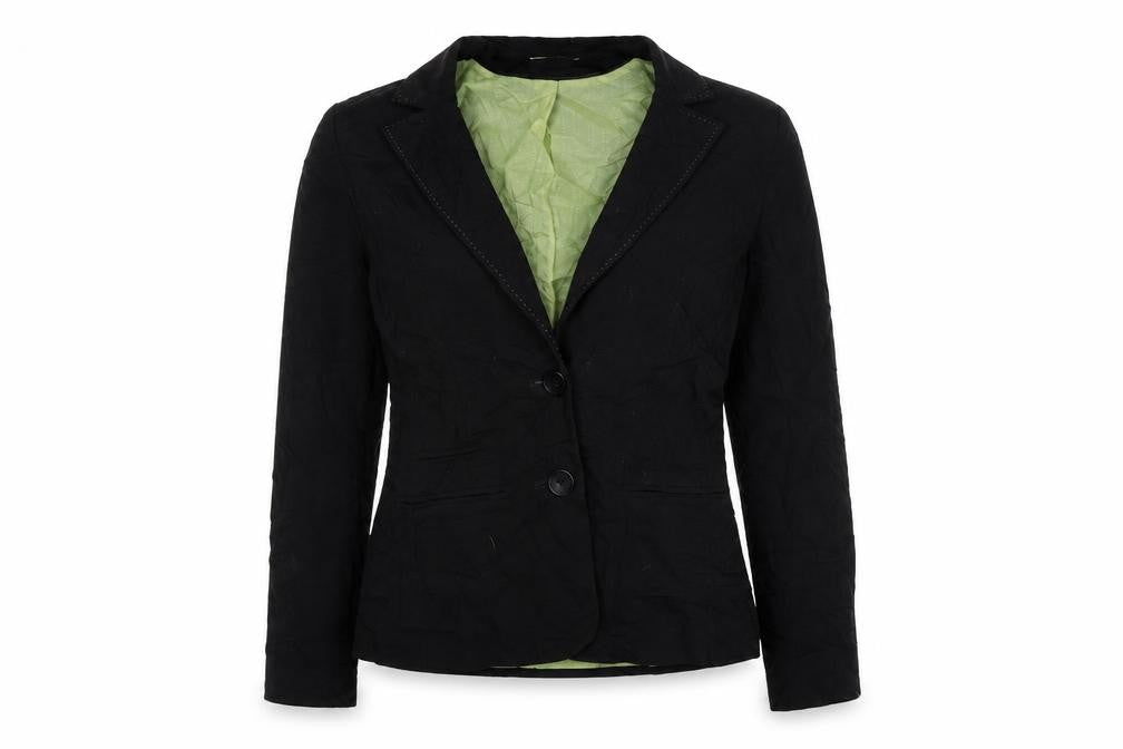 Front view of George women’s black striped jacket blazer, size UK 10