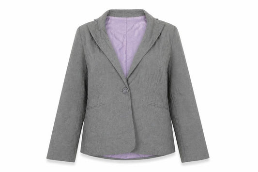 Front view of Atmosphere women’s grey check jacket blazer, size UK 16