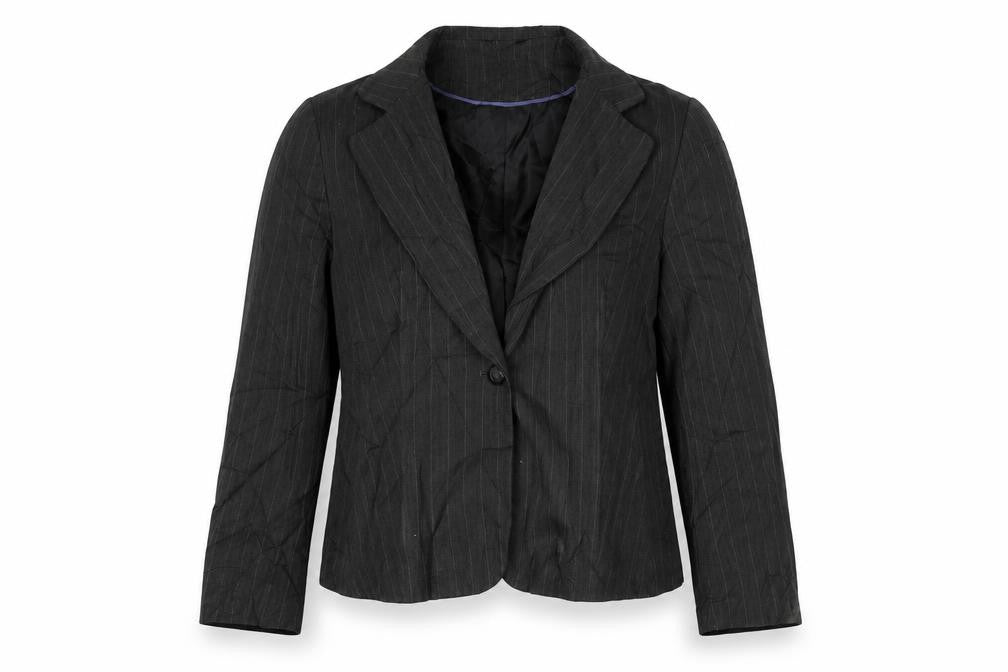 Front view of George women’s grey striped jacket blazer, size UK 18