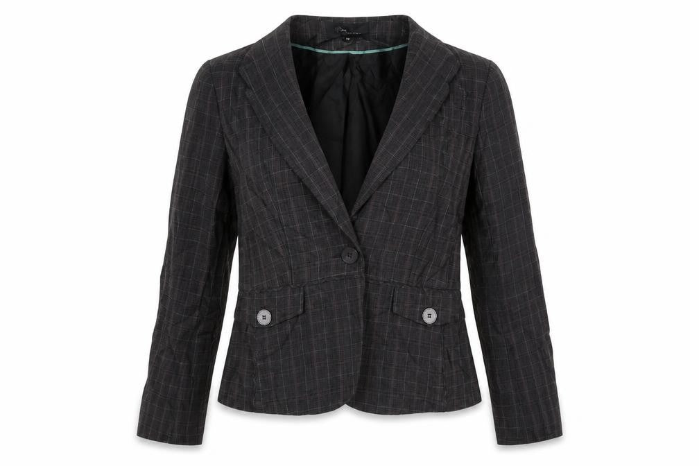 Evie Collection Womens Brown Plaid Jacket Blazer Size 12