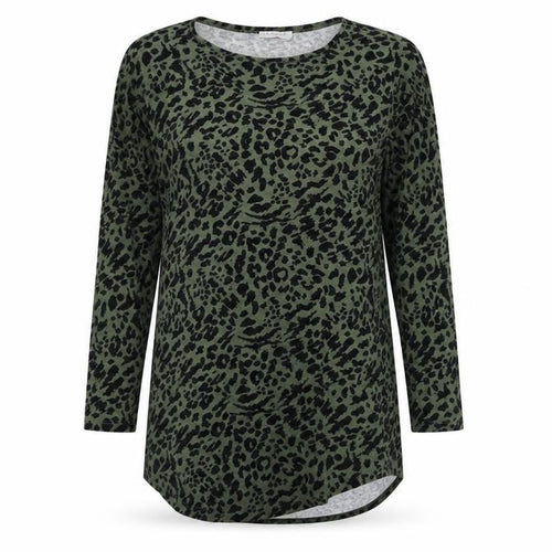 Papaya Womens Green Animal Print Viscose T-Shirt Dress Size S Round Neck