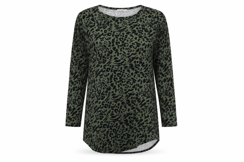 Papaya Womens Green Animal Print Viscose T-Shirt Dress Size S Round Neck