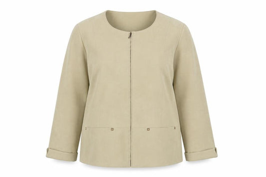 Front view of Joella Di Marco women’s beige jacket, size XL