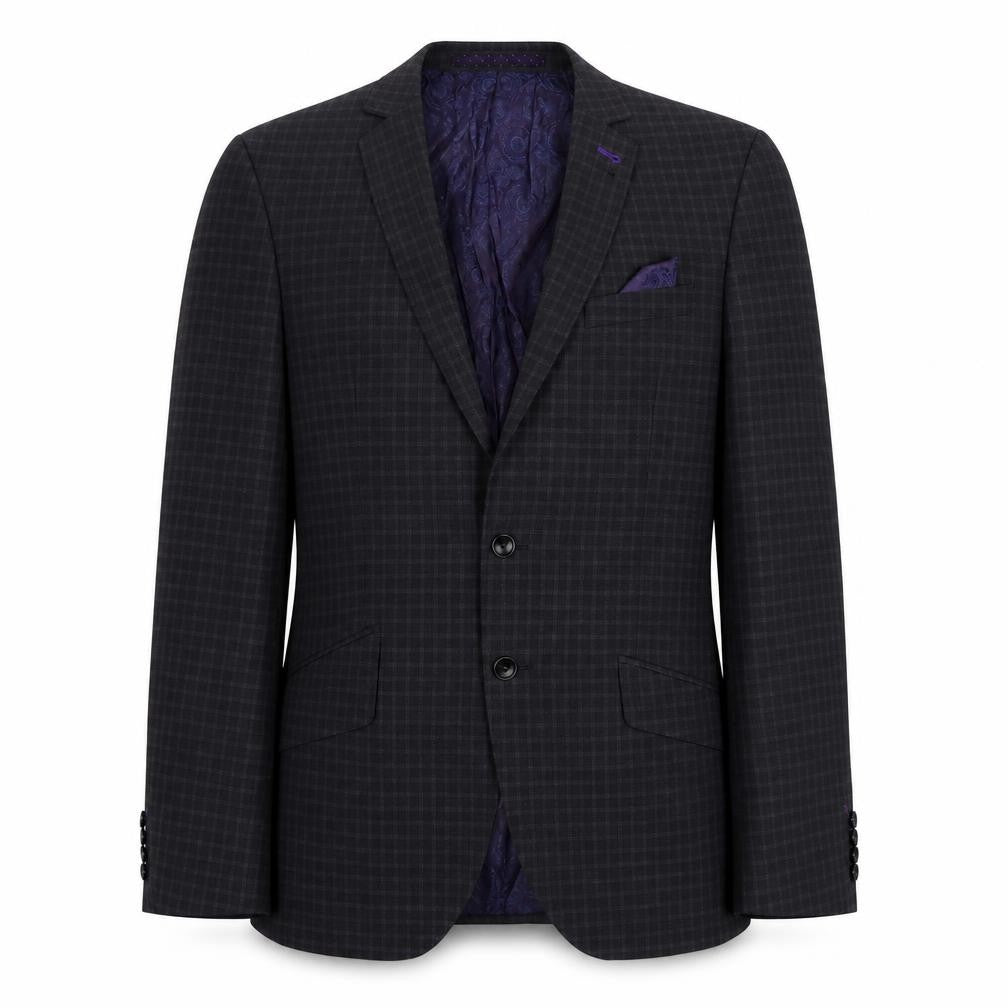 Front view of Marks & Spencer men’s grey check wool jacket suit jacket, size 38
