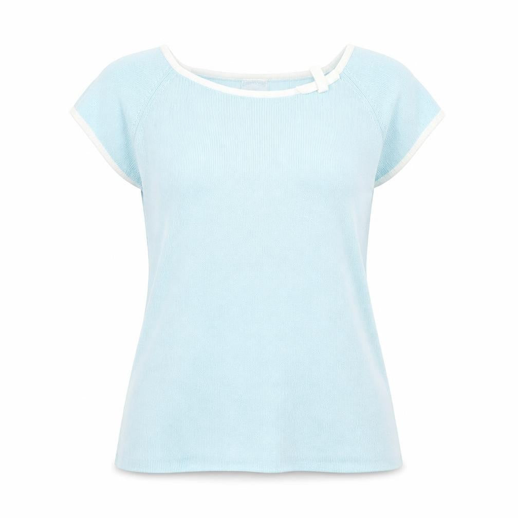 Agenda Womens Blue Round Neck Ramie Pullover Jumper Size 18