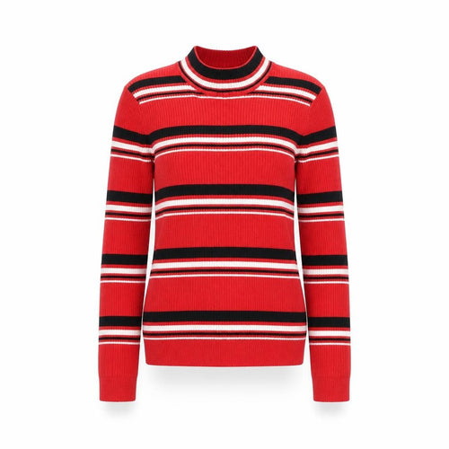 Divided by H&M Womens Red Mock Neck Striped Viscose Pullover Jumper Size S