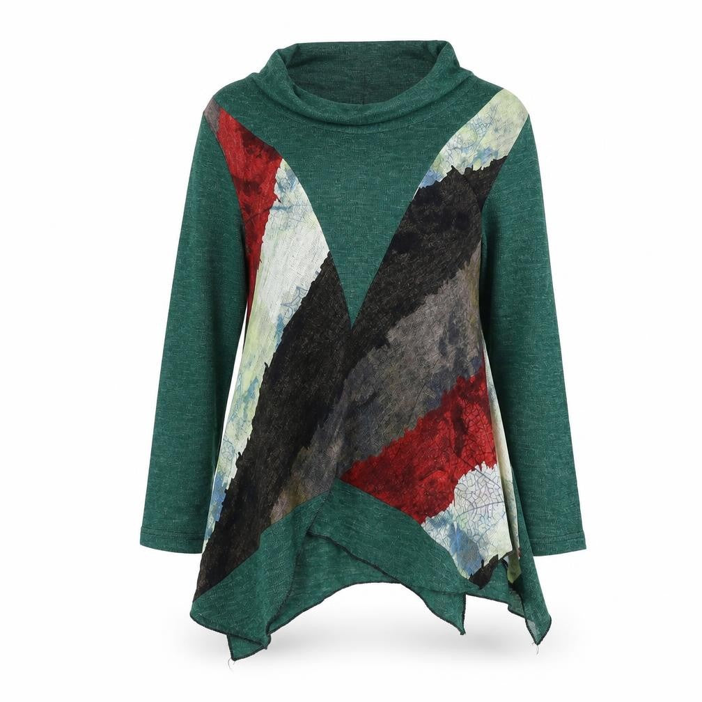 Front view of Klass women’s green high neck acrylic jumper, size S
