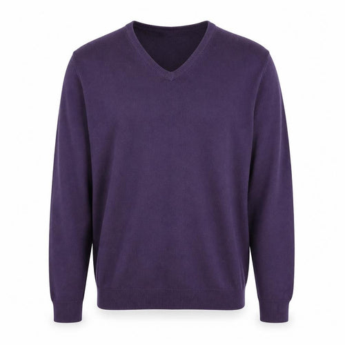 Marks and Spencer Mens Purple V-Neck Acrylic Pullover Jumper Size M