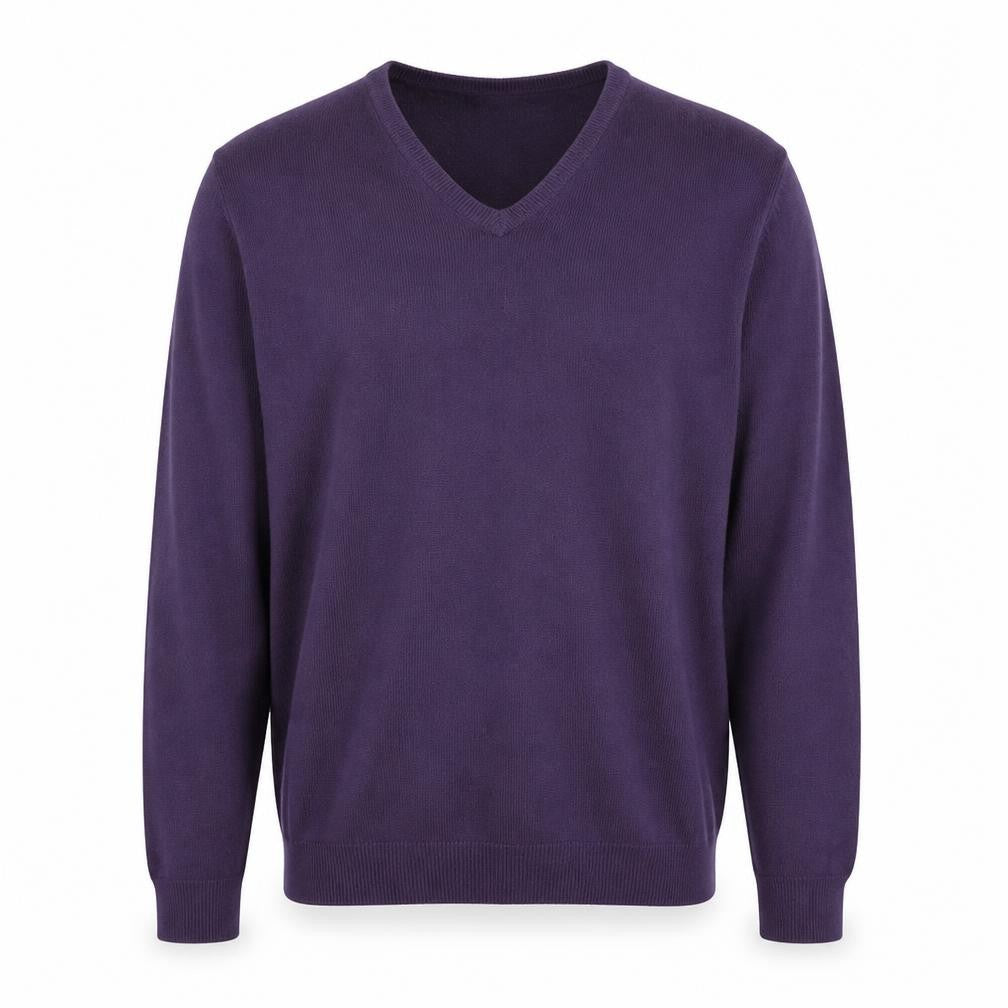 Marks and Spencer Mens Purple V-Neck Acrylic Pullover Jumper Size M