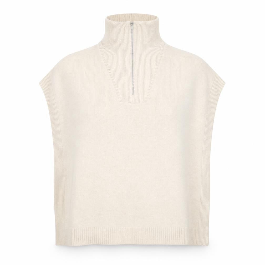 Front view of H&M women’s beige mock neck polyester jumper, size M