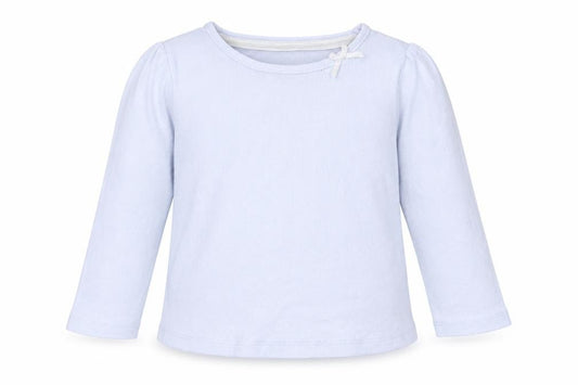 Front view of F&F girls’ blue cotton basic t-shirt, size 12-18, months round neck