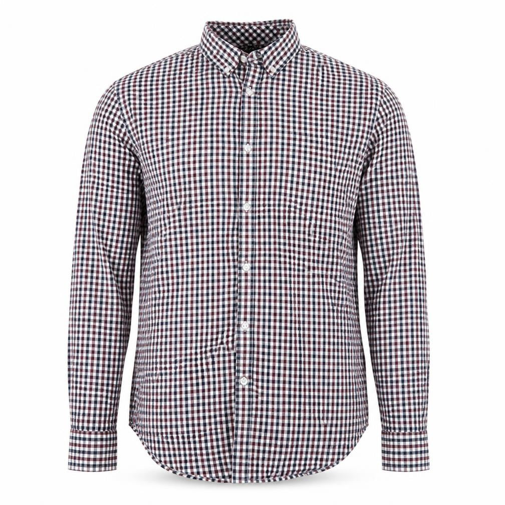 F&F Mens Multicoloured Check Cotton Button-Up Size M Collared Button
