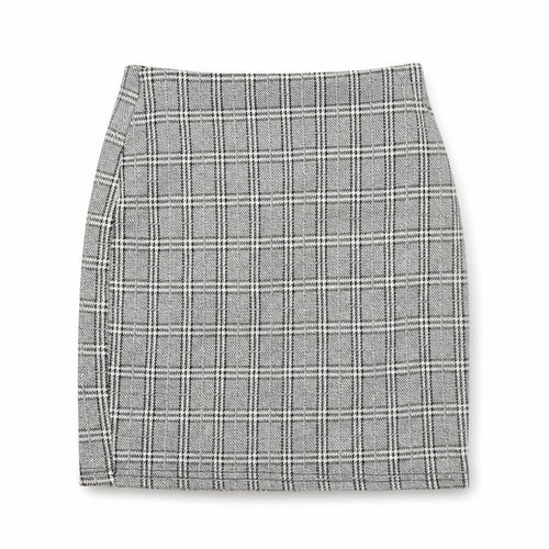 New Look Womens Grey Plaid Cotton A-Line Skirt Size 6
