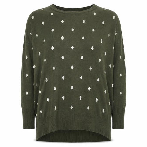 anthem Womens Green Round Neck Geometric Acrylic Pullover Jumper Size XS