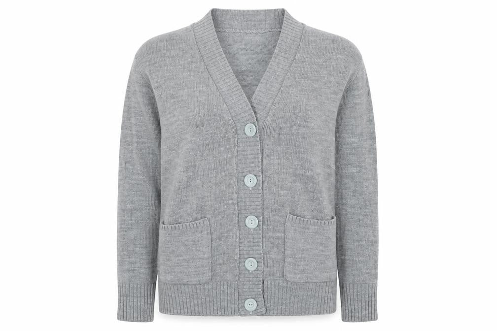 Choice Womens Grey Round Neck Acrylic Cardigan Jumper Size M