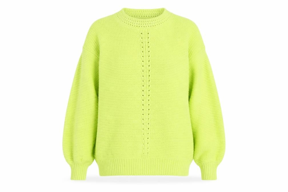Front view of Next women’s green crew neck acrylic jumper, size S