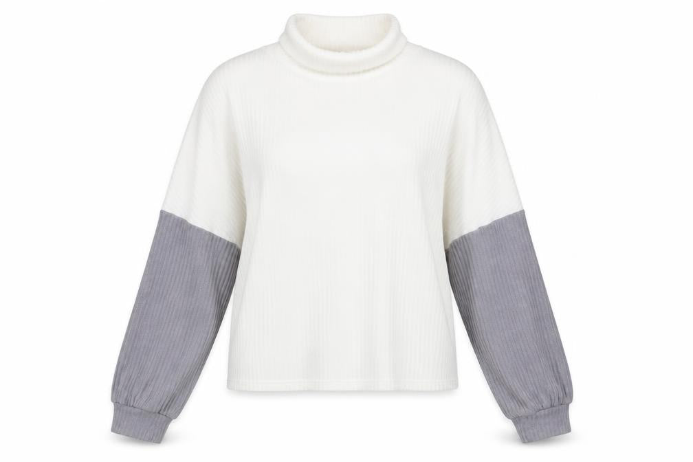 Front view of SHEIN women’s white roll neck acrylic jumper, size L