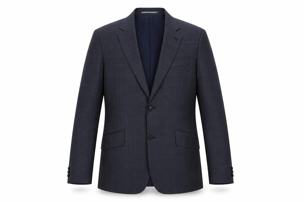 Front view of Next men’s grey check wool jacket blazer, size 42