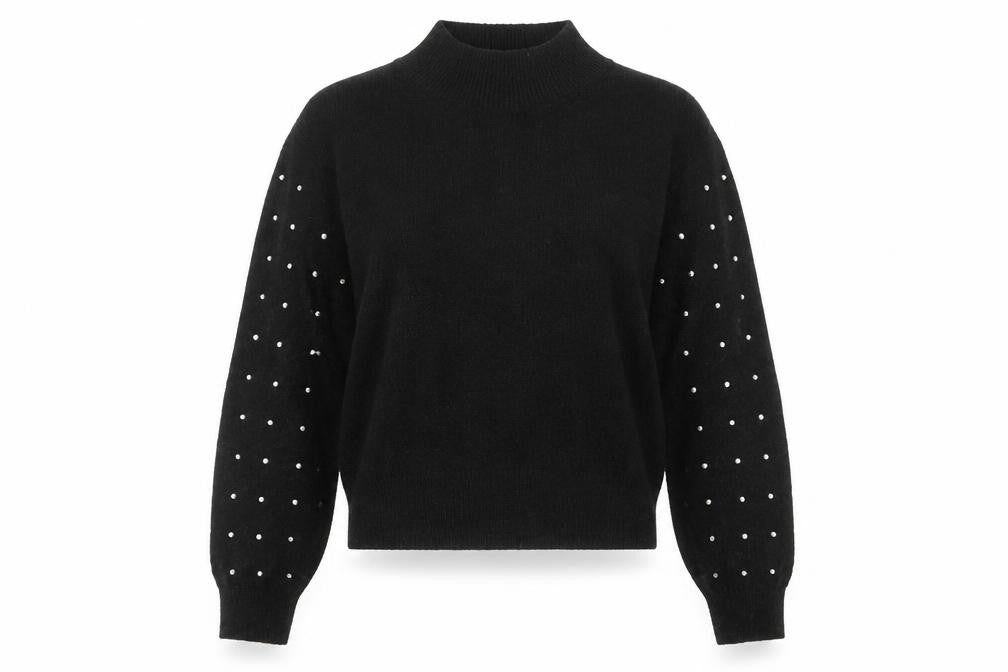 Divided by H&M Womens Black Mock Neck Geometric Acrylic Pullover Jumper Size M