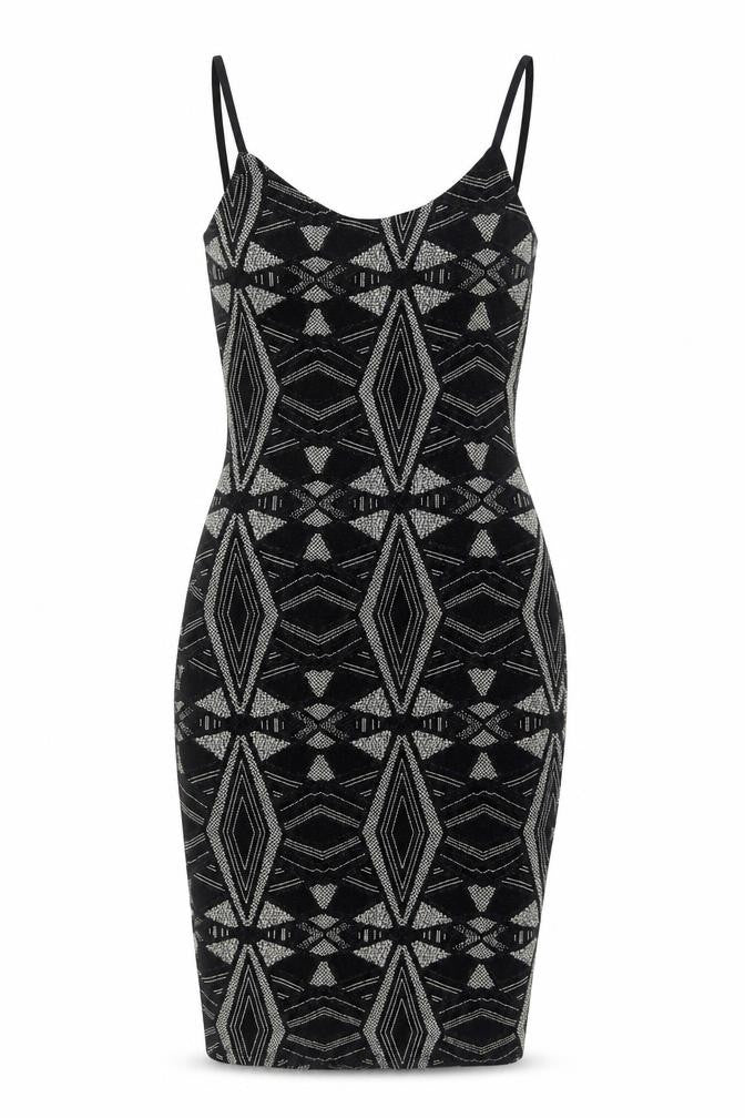 New Look Womens Black Nylon Bodycon Size 6 Scoop Neck