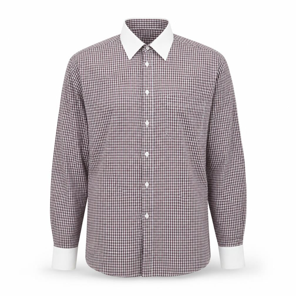 B&W Mens Purple Check Cotton Button-Up Size 15.5 Collared