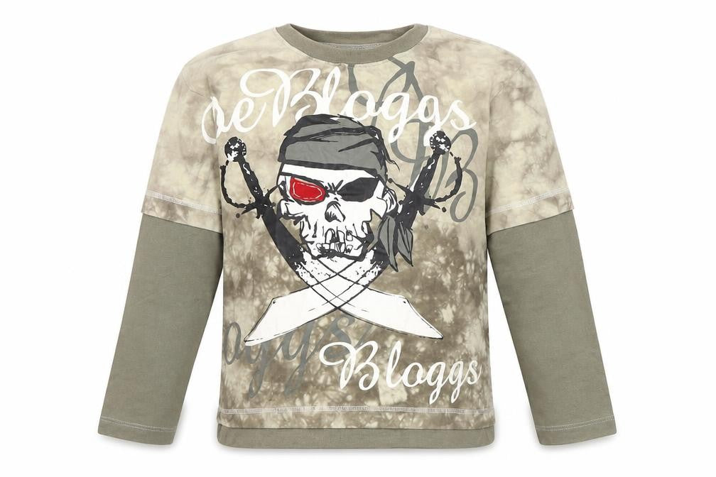 Joe Bloggs Boys Green Geometric Cotton Pullover Sweatshirt Size 9-10 Years - Skull