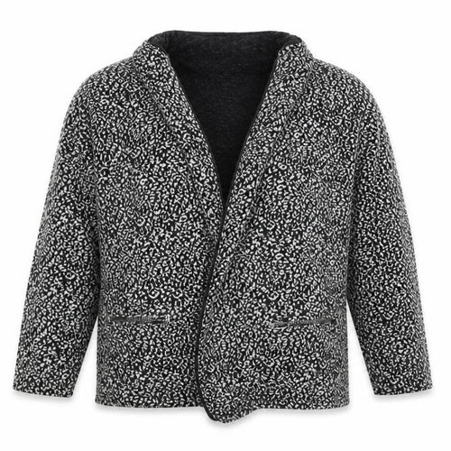Preworn Womens Black Round Neck Geometric Polyester Cardigan Jumper Size L