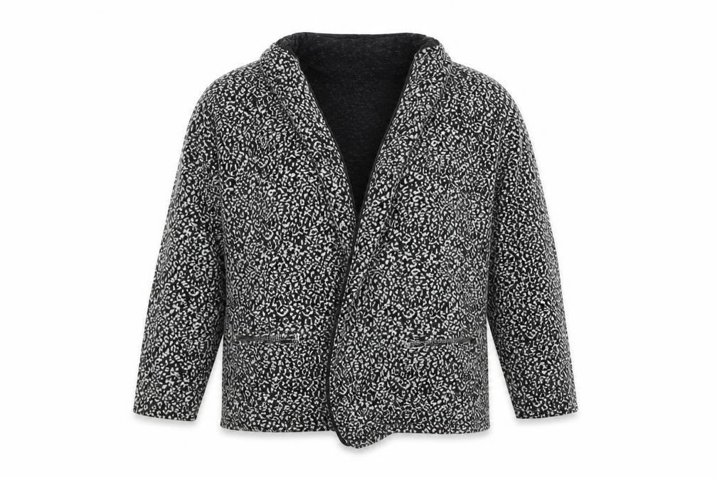 Preworn Womens Black Round Neck Geometric Polyester Cardigan Jumper Size L