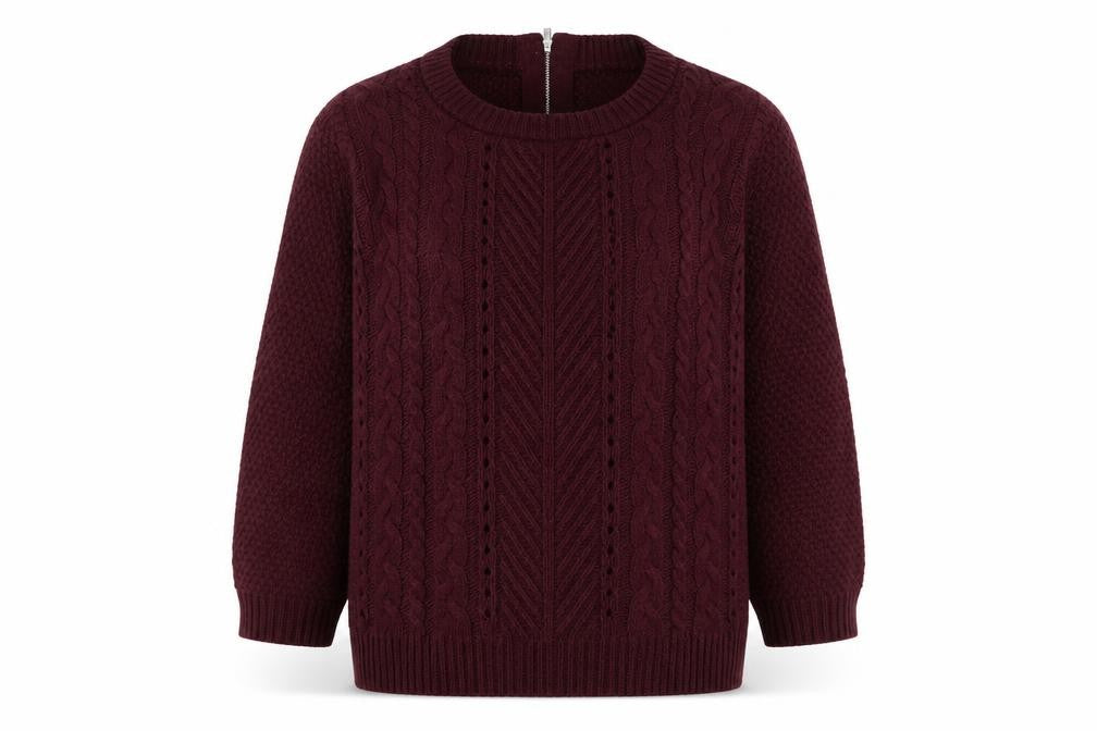 Front view of BDG women’s purple round neck acrylic jumper, size S