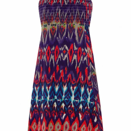 La Redoute Womens Multicoloured Geometric Cotton A-Line Size 6 Square Neck - Tie-dye
