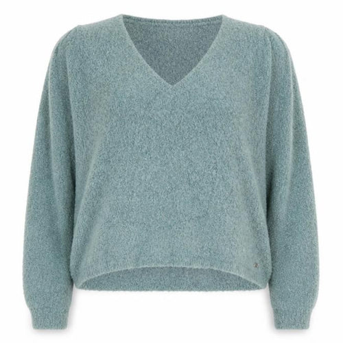 Pull&Bear Womens Green V-Neck Acrylic Pullover Jumper Size M
