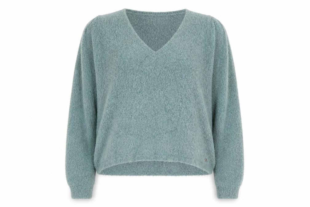 Pull&Bear Womens Green V-Neck Acrylic Pullover Jumper Size M