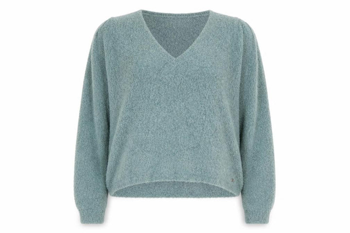 Pull&Bear Womens Green V-Neck Acrylic Pullover Jumper Size M