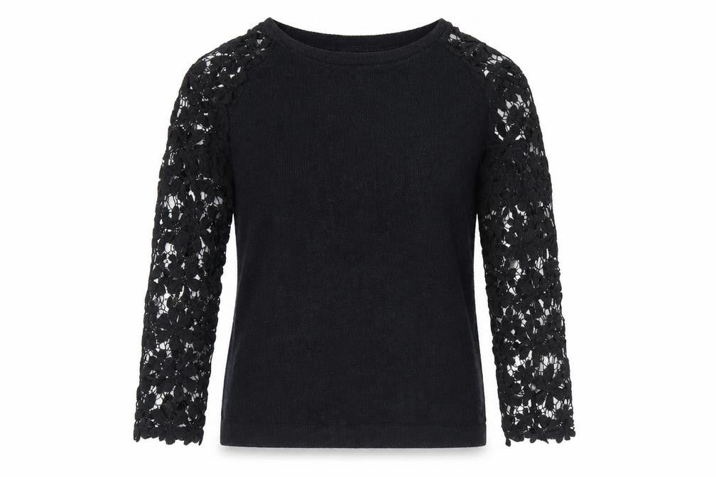 Front view of Zanzea women’s black round neck floral polyester jumper, size L