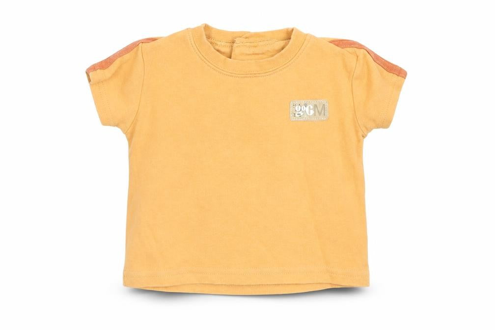 Front view of George boys’ orange cotton basic t-shirt, size 0-3, months round neck pullover