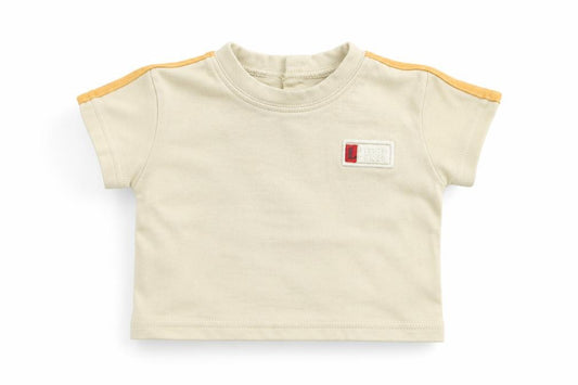 Front view of George boys’ beige cotton basic t-shirt, size 0-3, months round neck pullover