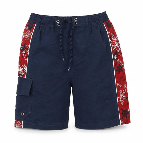 NAF NAF Boys Blue Geometric Polyester Cargo Shorts Size 5-6 Years Regular - Swim Shorts