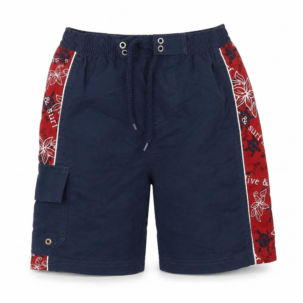 NAF NAF Boys Blue Geometric Polyester Cargo Shorts Size 5-6 Years Regular - Swim Shorts